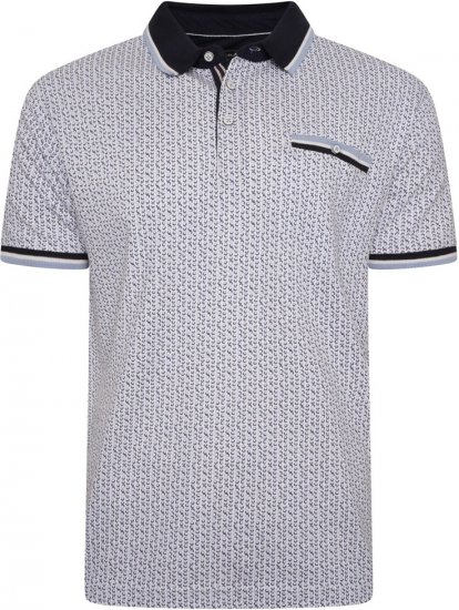 Kam Jeans 5487 Dobby Print Pique Polo White - Πόλο μπλουζάκια - Aνδρικά μπλουζακια πολο μεγάλα μεγέθη