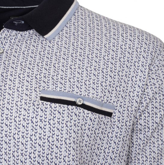 Kam Jeans 5487 Dobby Print Pique Polo White - Πόλο μπλουζάκια - Aνδρικά μπλουζακια πολο μεγάλα μεγέθη