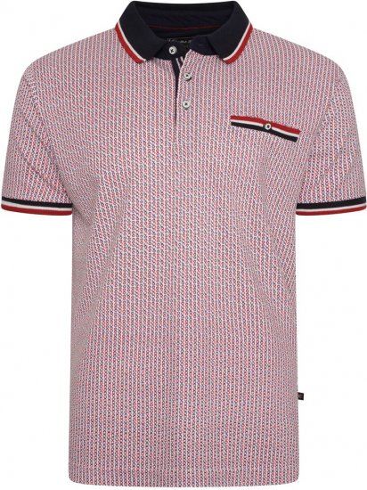 Kam Jeans 5487 Dobby Print Pique Polo Red - Πόλο μπλουζάκια - Aνδρικά μπλουζακια πολο μεγάλα μεγέθη