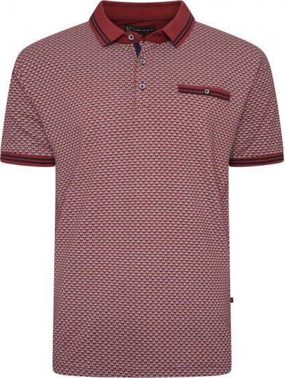  Kam Jeans 5488 Dobby Print Pique Polo Wine - Πόλο μπλουζάκια - Aνδρικά μπλουζακια πολο μεγάλα μεγέθη