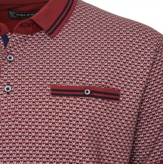  Kam Jeans 5488 Dobby Print Pique Polo Wine - Πόλο μπλουζάκια - Aνδρικά μπλουζακια πολο μεγάλα μεγέθη