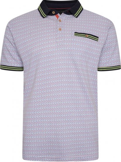 Kam Jeans 5488 Dobby Print Pique Polo Navy - Πόλο μπλουζάκια - Aνδρικά μπλουζακια πολο μεγάλα μεγέθη