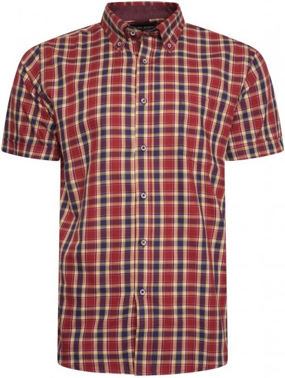 Kam Jeans 6282 Casual SS Check Shirt Wine - Πουκάμισα - Aνδρικά πουκαμισα μεγαλα μεγάλα μεγέθη