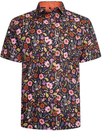 Kam Jeans 6041 Skeleton Digital Print Shirt Navy - Πουκάμισα - Aνδρικά πουκαμισα μεγαλα μεγάλα μεγέθη