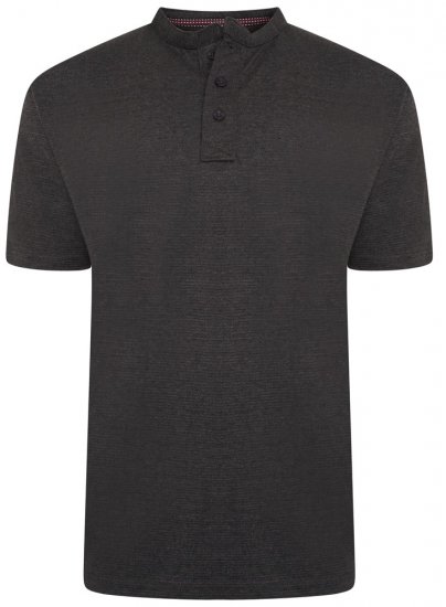 Kam Jeans 5744 Textured Jersey Grandad Top Charcoal - Μακό μπλουζάκια - Aνδρικά μπλουζεσ μεγάλα μεγέθη