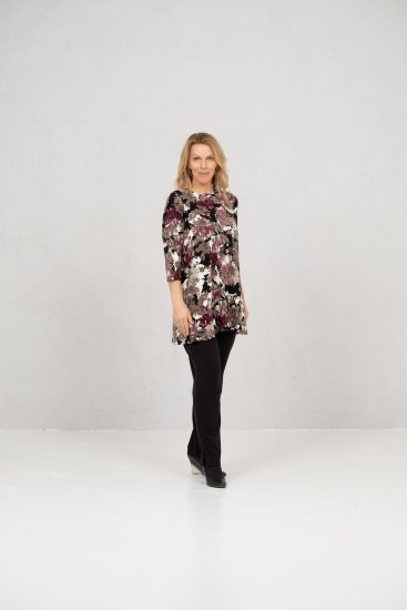 Scandinavian Caramel Flower Petals Tunic Brown - Τυπωμένα T-shirts για γυναίκες - 