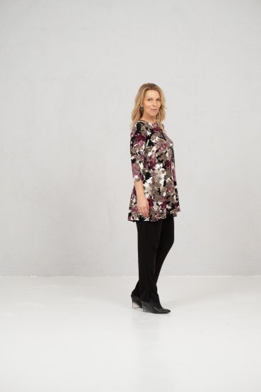 Scandinavian Caramel Flower Petals Tunic Brown - Τυπωμένα T-shirts για γυναίκες - 