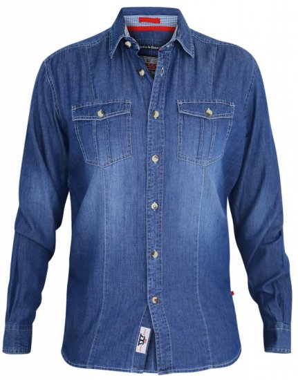 D555 Adcock Long Sleeve Vintage Denim Shirt - Πουκάμισα - Aνδρικά πουκαμισα μεγαλα μεγάλα μεγέθη