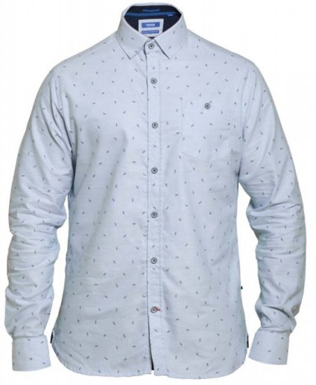 D555 Addington Printed Oxford Shirt Blue - Πουκάμισα - Aνδρικά πουκαμισα μεγαλα μεγάλα μεγέθη