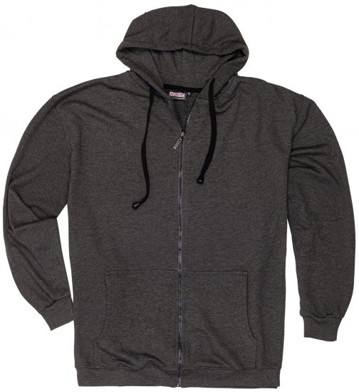 Adamo Athen Hoodie with Zipper Charcoal - φούτερ/Φούτερ με κουκούλα - φούτερ/Φούτερ με κουκούλα ανδρικά μεγάλα μεγέθη 