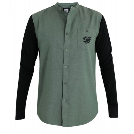 D555 Atkins Grandad Shirt with Jersey Sleeves - Πουκάμισα - Aνδρικά πουκαμισα μεγαλα μεγάλα μεγέθη