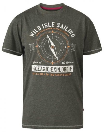 D555 Atticus Oceanic Explorer Crew Neck T-Shirt Khaki - Μακό μπλουζάκια - Aνδρικά μπλουζεσ μεγάλα μεγέθη