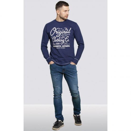 D555 Austin Long Sleeve T-shirt Navy - Μακό μπλουζάκια - Aνδρικά μπλουζεσ μεγάλα μεγέθη