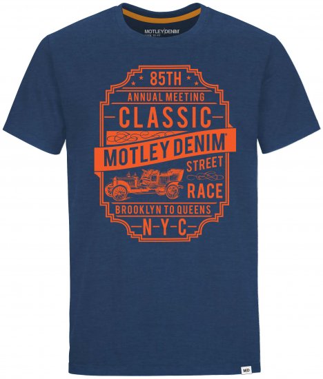 Motley Denim Blackpool T-shirt Dark Indigo - Μακό μπλουζάκια - Aνδρικά μπλουζεσ μεγάλα μεγέθη