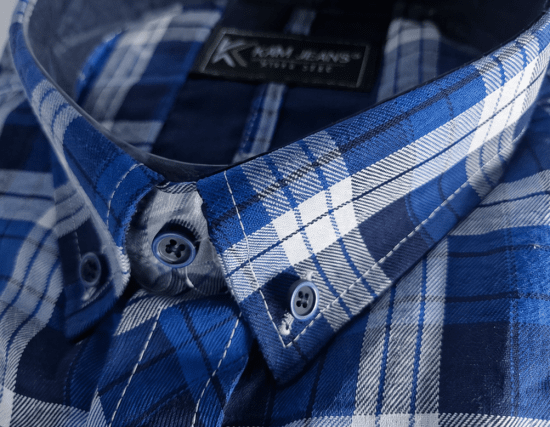 Kam Jeans 6369 Checked Short Sleeve Shirt Blue - Πουκάμισα - Aνδρικά πουκαμισα μεγαλα μεγάλα μεγέθη
