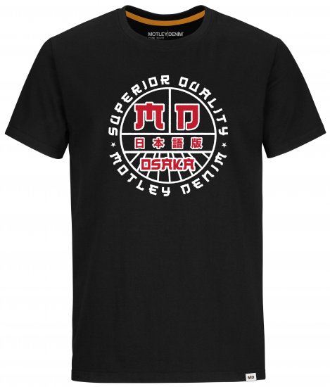 Motley Denim Bradford T-shirt Red on Black - Μακό μπλουζάκια - Aνδρικά μπλουζεσ μεγάλα μεγέθη