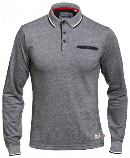 D555 Brockville Long Sleeve Polo Grey - Πόλο μπλουζάκια - Aνδρικά μπλουζακια πολο μεγάλα μεγέθη