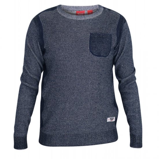 D555 Bryson Crewneck Sweater with Pocket Navy - φούτερ/Φούτερ με κουκούλα - φούτερ/Φούτερ με κουκούλα ανδρικά μεγάλα μεγέθη 