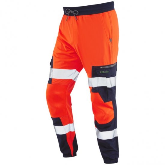 Leo Hawkcombe Ecoviz High Performance Ballistic Stretch Trousers Hi-Vis Orange/Navy - Ρούχα εργασίας - Aνδρικά ρούχα εργασίας μεγάλα μεγέθη