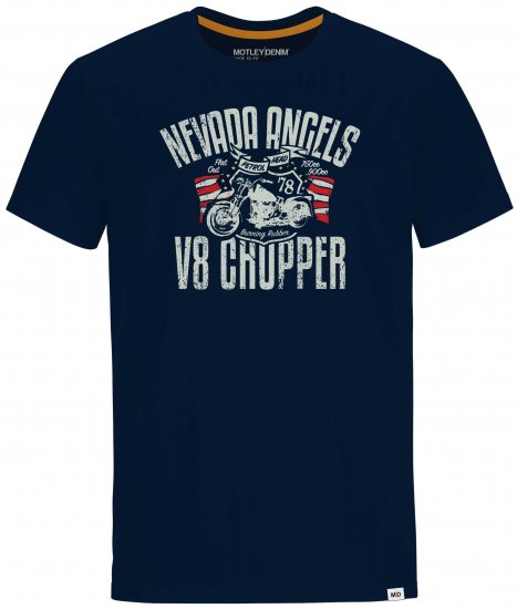 Motley Denim Cambridge T-shirt Navy - Μακό μπλουζάκια - Aνδρικά μπλουζεσ μεγάλα μεγέθη