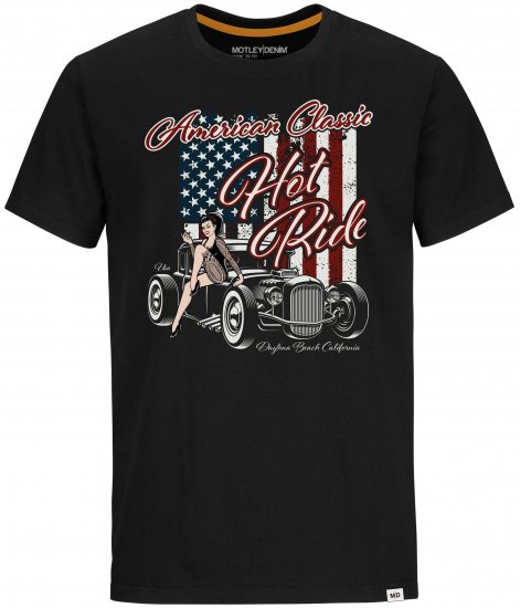 Motley Denim T-shirt Central Black - Μακό μπλουζάκια - Aνδρικά μπλουζεσ μεγάλα μεγέθη