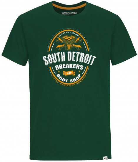 Motley Denim T-shirt Chiswick Racing Green - Μακό μπλουζάκια - Aνδρικά μπλουζεσ μεγάλα μεγέθη
