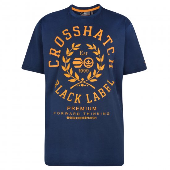 Crosshatch Laygos T-shirt Navy - Μακό μπλουζάκια - Aνδρικά μπλουζεσ μεγάλα μεγέθη
