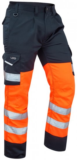 Leo Bideford Cargo Pants Hi-Vis Orange/Navy - Ρούχα εργασίας - Aνδρικά ρούχα εργασίας μεγάλα μεγέθη