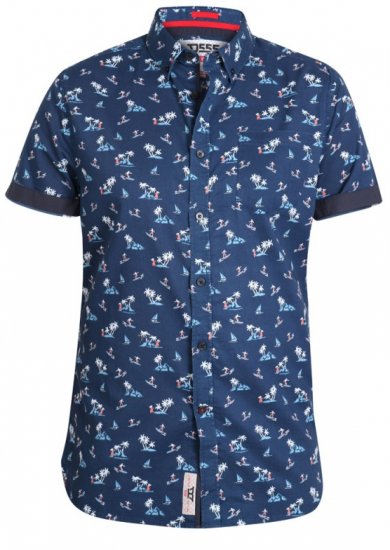 D555 Davian Hawaii Shirt Navy - Πουκάμισα - Aνδρικά πουκαμισα μεγαλα μεγάλα μεγέθη