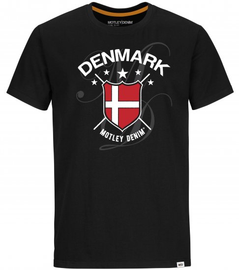 Motley Denim Denmark T-shirt Black - Μακό μπλουζάκια - Aνδρικά μπλουζεσ μεγάλα μεγέθη