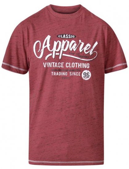 D555 Douglas Classic Apparel Crew Neck Printed T-Shirt Red Reno - Μακό μπλουζάκια - Aνδρικά μπλουζεσ μεγάλα μεγέθη