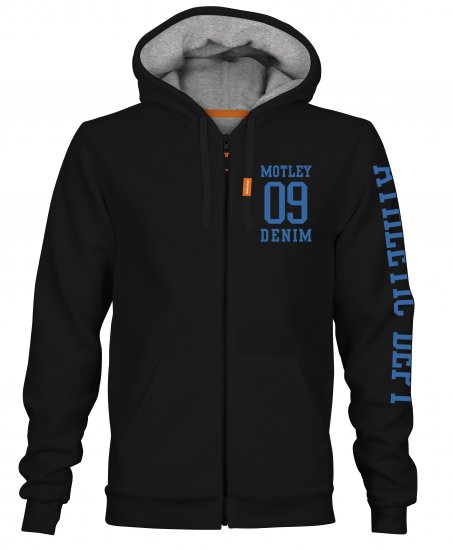 Motley Denim Ealing Hoodie Black - φούτερ/Φούτερ με κουκούλα - φούτερ/Φούτερ με κουκούλα ανδρικά μεγάλα μεγέθη 