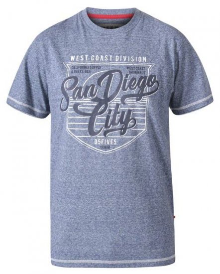 D555 Epson San Diego Crew Neck T-Shirt Blue Marl - Μακό μπλουζάκια - Aνδρικά μπλουζεσ μεγάλα μεγέθη