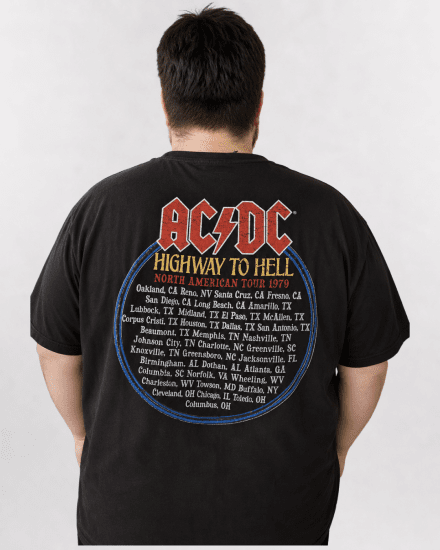 D555 Hugh Official ACDC Highway To Hell Μπλούζα με Τύπωμα Μαύρο - Μακό μπλουζάκια - Aνδρικά μπλουζεσ μεγάλα μεγέθη