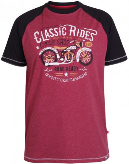 D555 Evans T-shirt Burgundy - Μακό μπλουζάκια - Aνδρικά μπλουζεσ μεγάλα μεγέθη