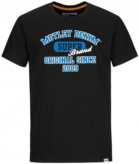 Motley Denim Exeter T-shirt Blue on Black - Μακό μπλουζάκια - Aνδρικά μπλουζεσ μεγάλα μεγέθη