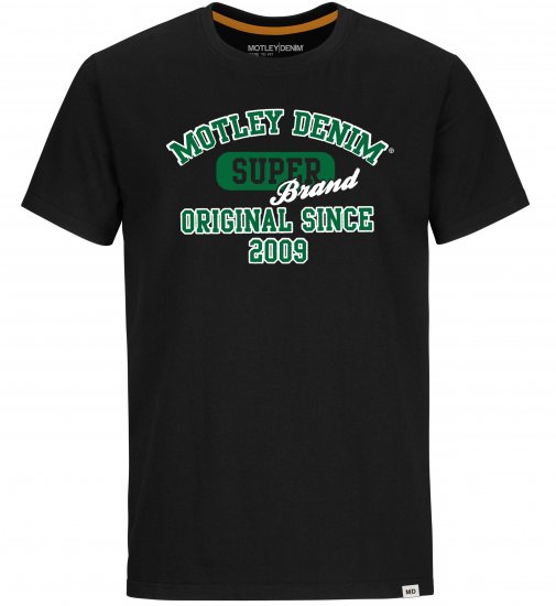Motley Denim Exeter T-shirt Green on Black - Μακό μπλουζάκια - Aνδρικά μπλουζεσ μεγάλα μεγέθη