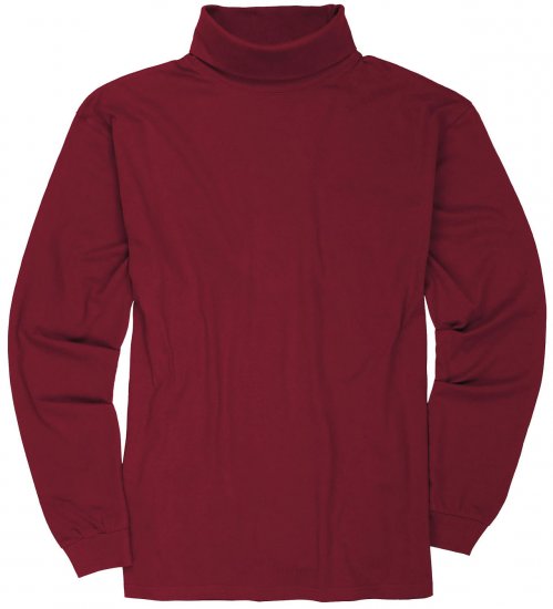 Adamo Fabio Comfort fit Turtleneck Long sleeve T-shirt Burgundy - Μακό μπλουζάκια - Aνδρικά μπλουζεσ μεγάλα μεγέθη