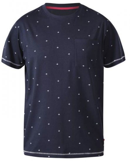 D555 Forbes Umbrella Printed Crew Neck T-Shirt Navy - Μακό μπλουζάκια - Aνδρικά μπλουζεσ μεγάλα μεγέθη
