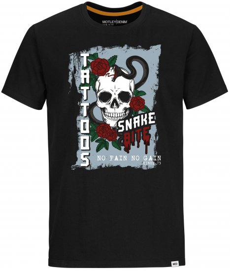 Motley Denim Franklin T-shirt Black - Μακό μπλουζάκια - Aνδρικά μπλουζεσ μεγάλα μεγέθη