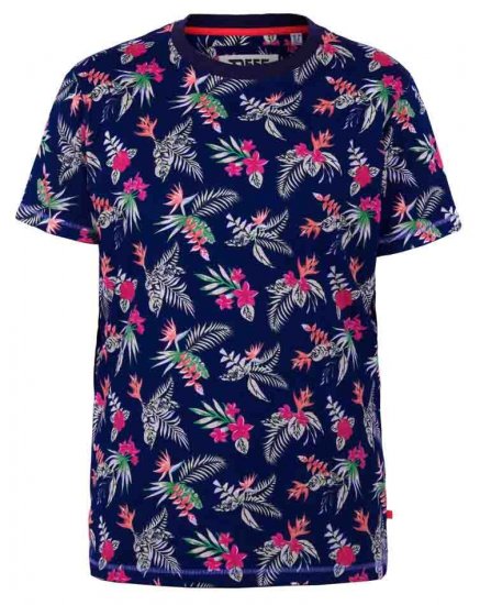D555 Fraser Hawaiian Print Crew Neck T-Shirt - Μακό μπλουζάκια - Aνδρικά μπλουζεσ μεγάλα μεγέθη