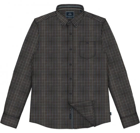 Double Outfitters FS-5230 Καρό πουκάμισο Μπλε μαρέν/Καφέ - Πουκάμισα - Aνδρικά πουκαμισα μεγαλα μεγάλα μεγέθη