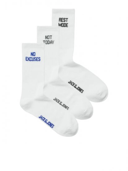 Jack & Jones Power Statements Κάλτσες τένις Λευκό 3-pack - Εσώρουχα/Μαγιό - Aνδρικά Εσώρουχα μεγάλα μεγέθη