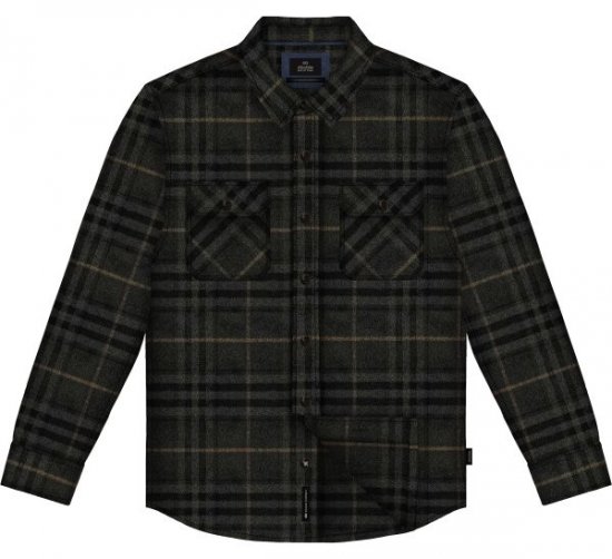 Double Outfitters GS-5233 Φανελένιο πουκάμισο Μαύρο/Γκρι - Πουκάμισα - Aνδρικά πουκαμισα μεγαλα μεγάλα μεγέθη