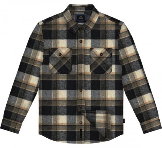 Double Outfitters GS-5233 Φανελένιο πουκάμισο Μπλε μαρέν/Μπεζ - Πουκάμισα - Aνδρικά πουκαμισα μεγαλα μεγάλα μεγέθη