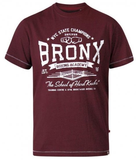 D555 Huddlestone Bronx Boxing Crew Neck Printed T-Shirt Red - Μακό μπλουζάκια - Aνδρικά μπλουζεσ μεγάλα μεγέθη