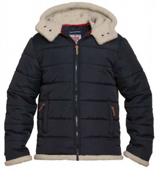 D555 Hudson Hooded Puffer Jacket Navy - Μπουφάν - Aνδρικά μπουφαν μεγάλα μεγέθη
