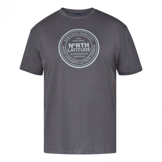 North Latitude T-Shirt Γκρι/Ανθρακί - Μακό μπλουζάκια - Aνδρικά μπλουζεσ μεγάλα μεγέθη