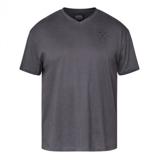 North Latitude Alpine Club T-Shirt Γκρι/Ανθρακί - Μακό μπλουζάκια - Aνδρικά μπλουζεσ μεγάλα μεγέθη