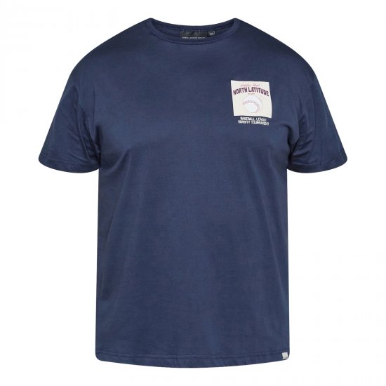 North Latitude T-Shirt With Print Μπλε μαρέν - Μακό μπλουζάκια - Aνδρικά μπλουζεσ μεγάλα μεγέθη